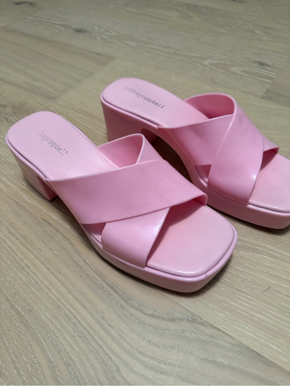 Jeffrey Campbell Baby Pink Jelly Block Heel Slides - 8 - Barbiecore Y2K 90s